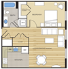 1 Bed1 Bath 615sf Floor Plan 1 Bed1 Bath 615sf Floor Plan at Clayborne Apartments, Alexandria, 22314